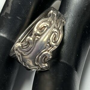 Antique Spoon Ring Sterling Silver Size 5.5 Open Wrap Slightly Adjustable
